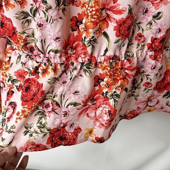 Old Navy Top XL Floral Boho Peasant Blouse Puff Sleeve Ruffle Bloomcore NWT - Picture 7 of 13